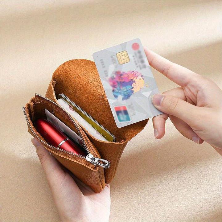Produktbild Only-Bags.Store Mini Vintage Vegane Geldbörse, Echtleder-Kartenetui, tragbarer Kartenhalter und Portemonnaie für
