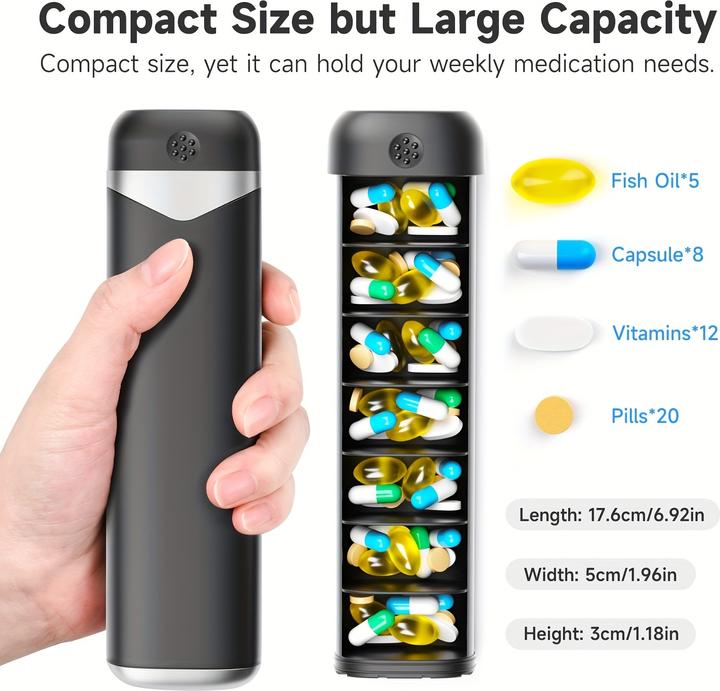 Produktbild PhoneLook Woche Pillendose tragbar 7 Tage kompakte Medikamenten-Dispenser