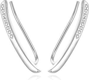 Actual product image Beneto Longitudinal silver earrings with zircons AGUV1851 (L)
