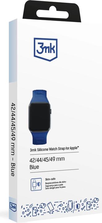 Image du produit 3MK Silicone Watch Strap Niebieski/Blue dla Apple Watch 42/44/45/49mm (Silicone, Acier inoxydable, 3, 4, 9, Extrémiste)