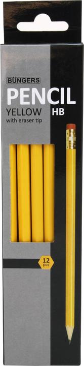 Actual product image Büngers Blyant gul w/viskelaedertop HB (12)