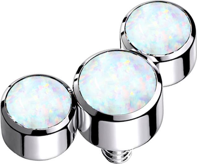 Actual product image Star Piercing Dermal Anchor silver three opals white (Surgical steel 316L)