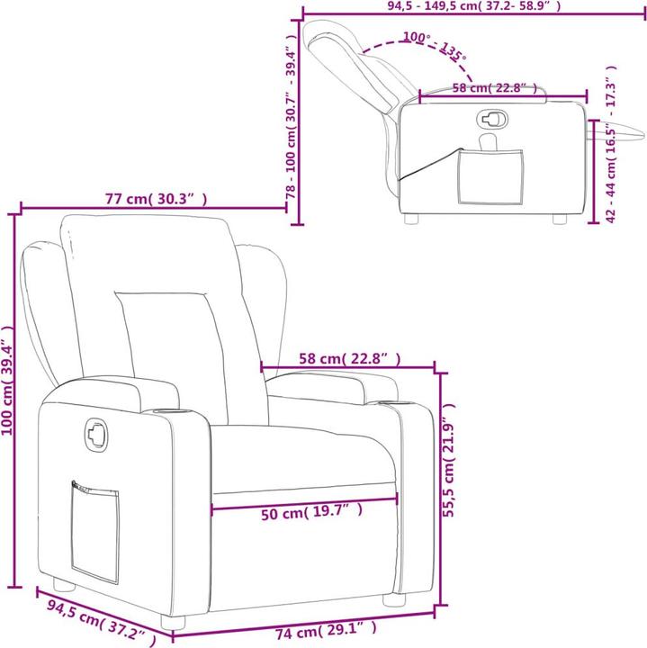 Produktbild VidaXL Relaxsessel Creme Kunstleder,Farbe: Creme,Material