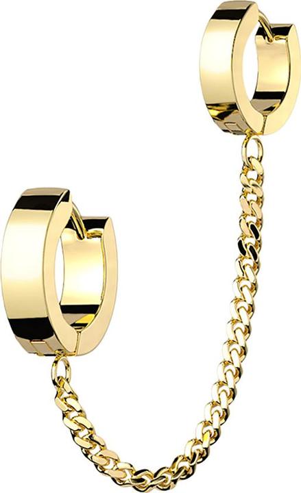 Produktbild Star Piercing Ohrring zum Klappen vergoldet Kette mit Ohrring (ohne Messing, Chirurgenstahl 316L)