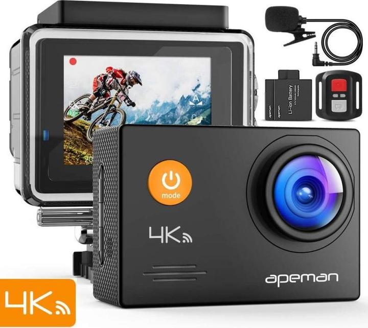 Productafbeelding Apeman Sport Action Camera 4k 20MP - 40M Waterdichte Onderwatercamera - Helmcamera - Actiecamera WIFI (30p)