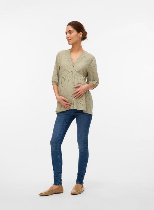 Image du produit Mamalicious Normal geschnitten Mandarin Kragen Top Bluse (M)