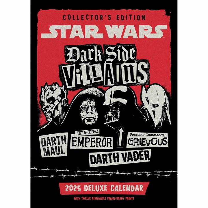 Actual product image Star Wars Dark Side Villains Collectors Edition 2025 A3 Wall Calendar