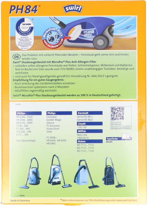 Actual product image Swirl Vacuum Cleaner Bag PH84 MicroPor Plus for Philips, Karstadt and Nilfisk Vacuum Cleaners