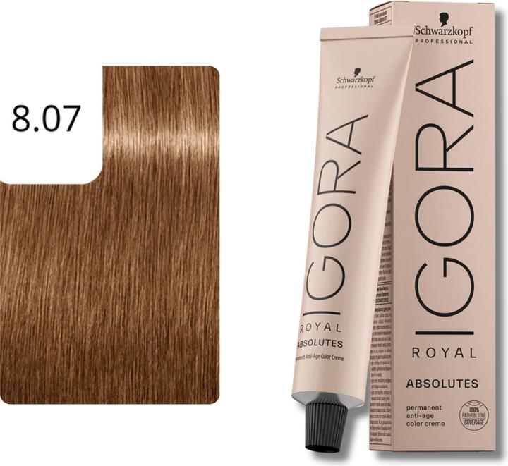 Produktbild Schwarzkopf Professional Igora Royal Absolutes Age Blend (8-07 Hellblond Natur Kupfer)