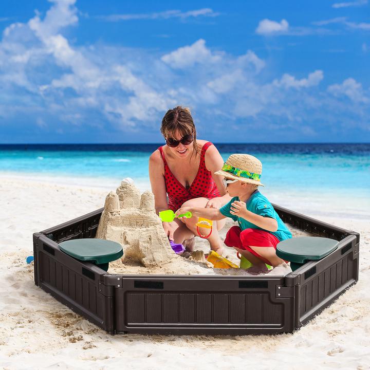 Produktbild Outsunny Sandkasten mit anpassbarer Form und 3 Sitzplätzen