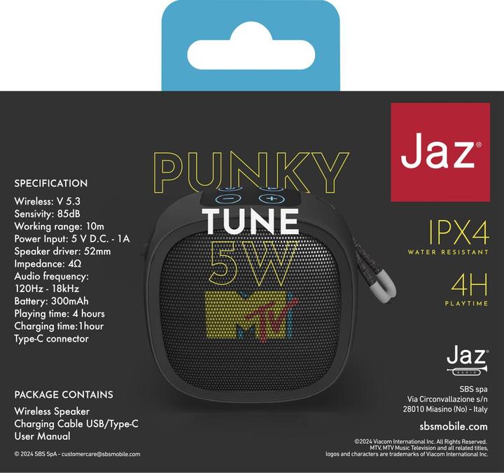Produktbild JAZ PUNKY TUNE - kabelloser 5 W-Lautsprecher in Kooperation mit MTV (4 h)