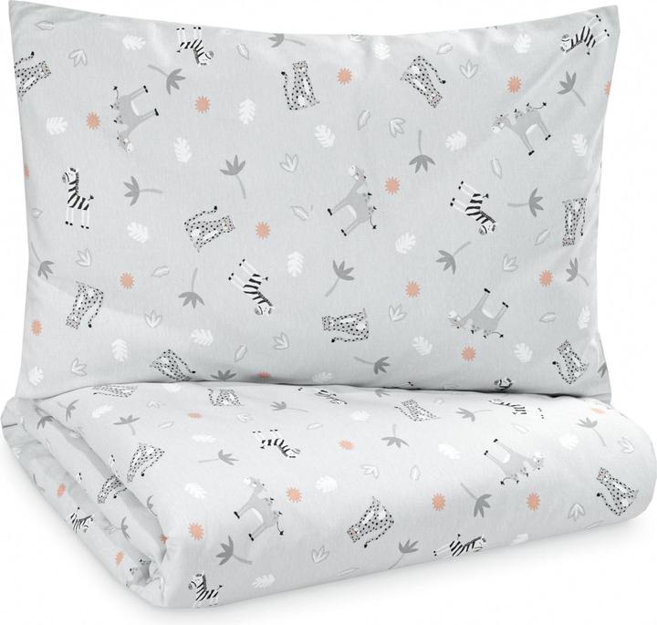 Actual product image Julius Zöllner Children's Bedding Jersey Savannah Grey 100 x 135 + 40 x 60 cm