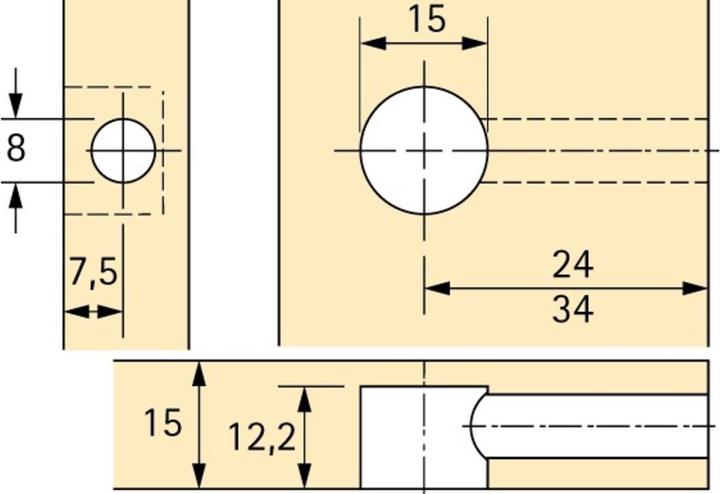 Produktbild Hettich Exzenter-Verbindungsbeschlag Rastex 15, für 15 mm Fachböden (Verbindungsbeschlag, 1 Stk.)