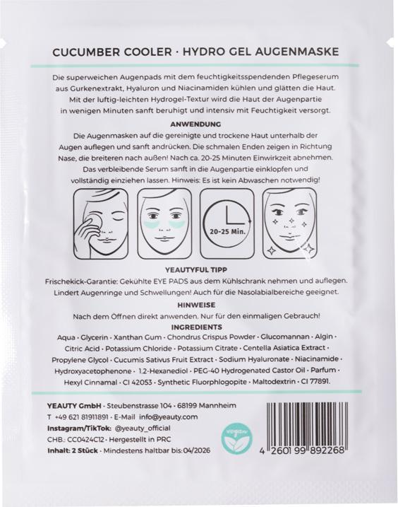 Nährwerte und Zutaten Yeauty Cucumber Cooler