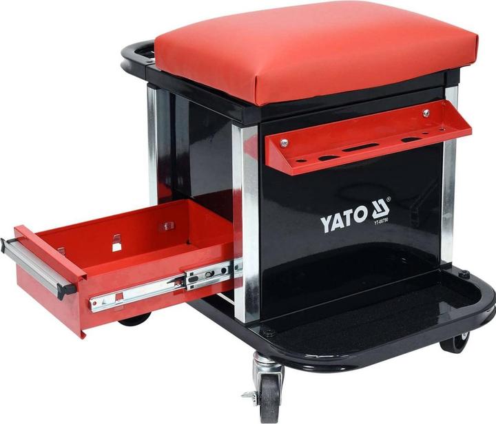 Produktbild Yato Profi Werkstatthocker mit 2 Schubladen, Staufach und Ablage, 360° drehbar, 4 Rollen, stabile un