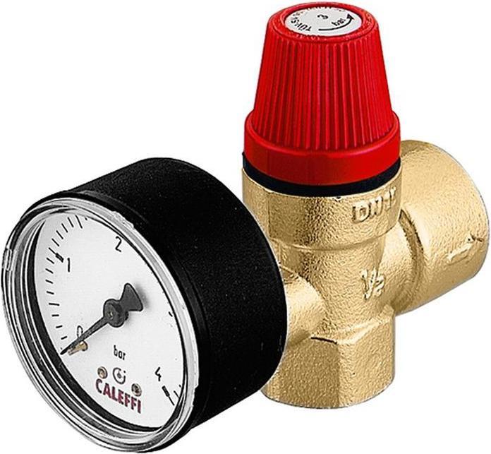 Image du produit Caleffi Soupape de sécurité à membrane 1/2 pouce, avec manomètre 3,0 bar