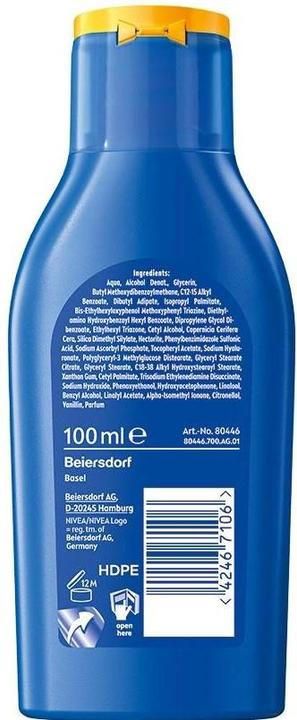 Image du produit NIVEA Protect&Moisture (Lait solaire, SPF 50+, 100 ml, 100 g)