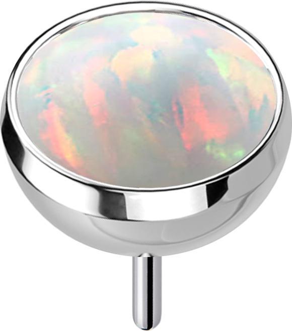 Star Piercing Threadless Halbkugel silber mit Opal weiss (ohne Messing, Titan G23)
