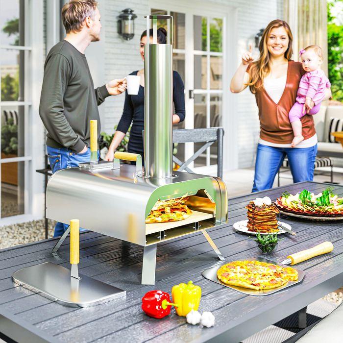 Actual product image Swisshandel24 Outdoor Pizzaofen Holzbefeuerter Pizza Ofen Edelstahl, Pizzastein (Pizza oven wood)