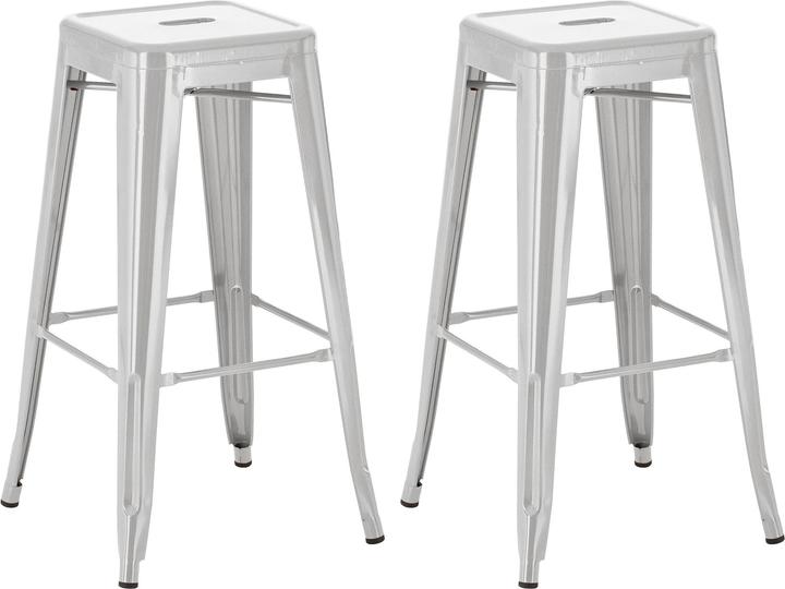 CLP Lot de 2 tabourets de bar Joshua, argenté