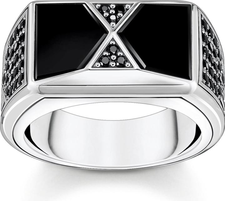 Produktbild Thomas Sabo Ring mit Schwarzem Onyx und Schwarzen Steinen Silber (64, 925 Silber)