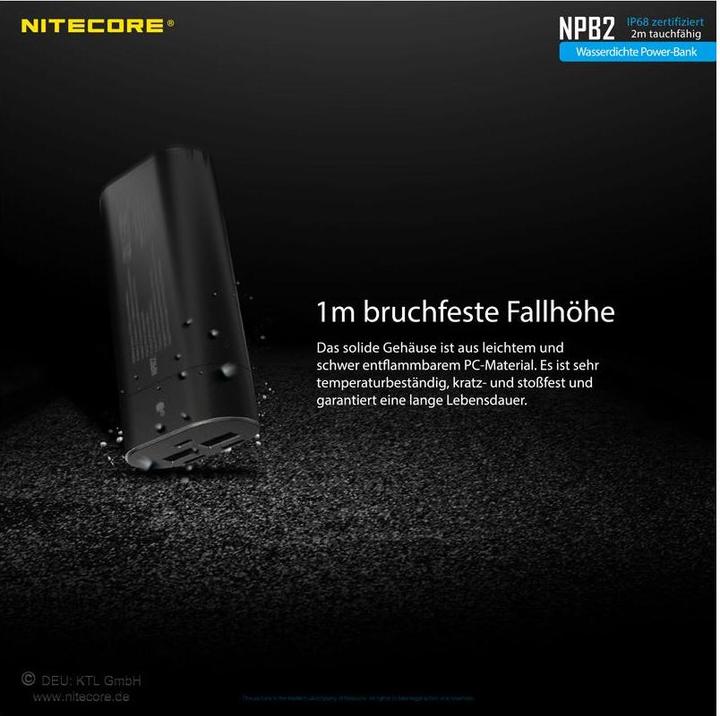 Produktbild Nitecore Powerbank NPB2 - 10000mAh, wasserdicht (10000 mAh, 18 W)