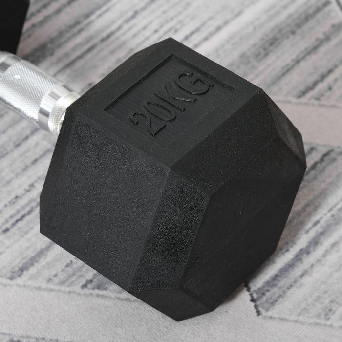 Produktbild Swisshandel24 Hexagon Kurzhantel Gusseisen Hantel Gummi-Hantel Griff gerändelt Gewichte Metall Gummi schwarz 1 x 2 (1 x 20 kg)