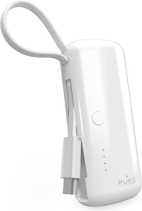 Actual product image SBS Puro Powerbank 5000mAh with integrated USB-C cable, white (5000 mAh)