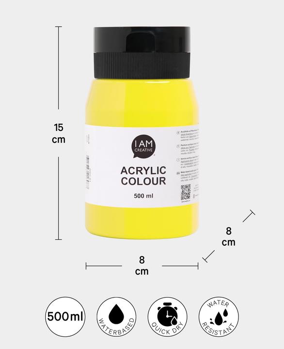 Produktbild I Am Creative Basic Acryl, Acrylfarbe auf Wasserbasis, 500 ml (Gelb, 500 ml)