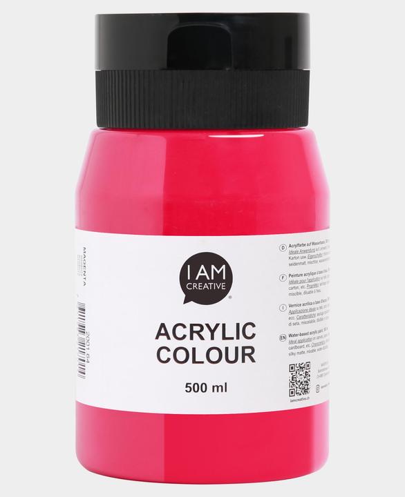 Produktbild I Am Creative Basic Acryl, Acrylfarbe auf Wasserbasis, 500 ml (Magenta, 500 ml)