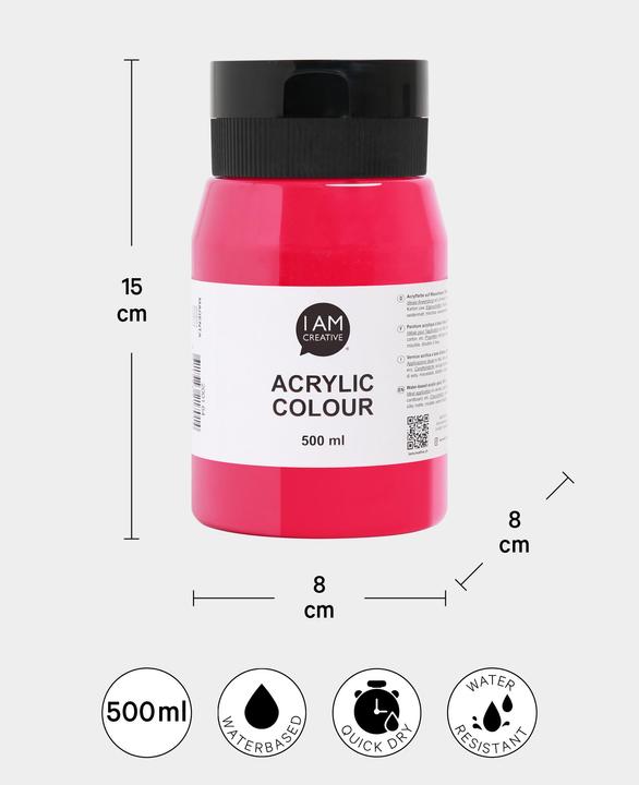 Produktbild I Am Creative Basic Acryl, Acrylfarbe auf Wasserbasis, 500 ml (Magenta, 500 ml)