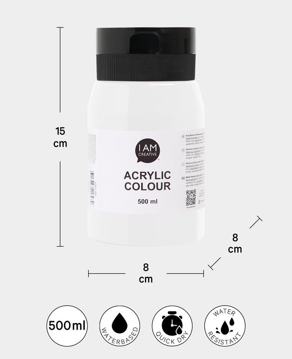 Actual product image I Am Creative Basic acrylic, water-based acrylic paint, 500 ml (White, 500 ml)