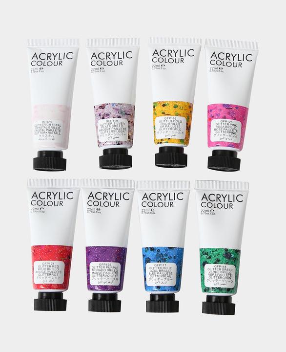 Image du produit I Am Creative Basic Acryl Set, peinture acrylique à base d'eau (Multicolore, Glitter, 22 ml)