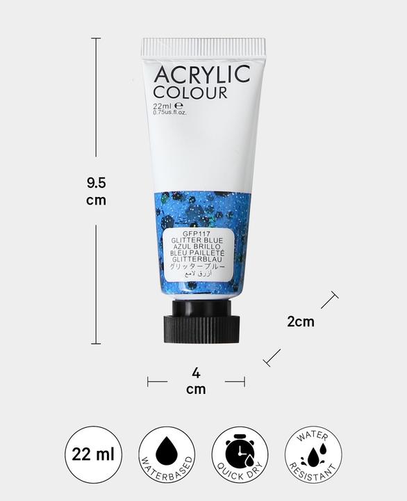 Image du produit I Am Creative Basic Acryl Set, peinture acrylique à base d'eau (Multicolore, Glitter, 22 ml)