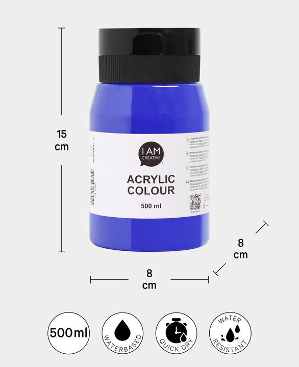 Image du produit I Am Creative Basic Acryl, peinture acrylique à base d'eau, 500 ml (Outremer, 500 ml)