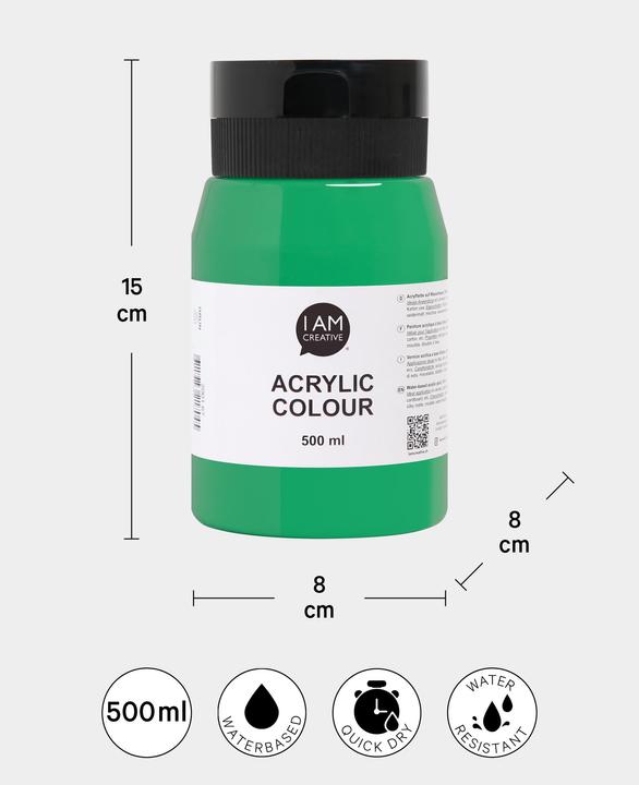 Image du produit I Am Creative Basic Acryl, peinture acrylique à base d'eau, 500 ml (Vert, 500 ml)
