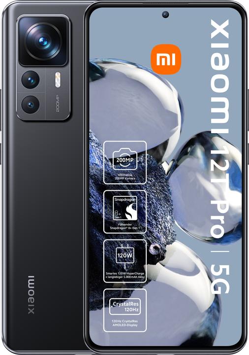 Xiaomi 12T Pro (256 GB, Black, 6.67", Dubbele SIM, 200 Mpx, 5G)