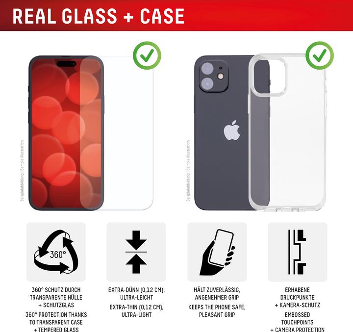 Produktbild Displex Real Glass, 2D Panzerglas + Handyhülle (1 Stück, Apple iPhone 16e)