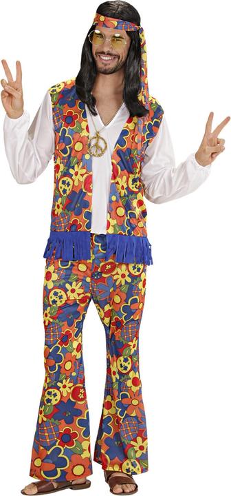 Image du produit Widmann HIPPIE MAN (Hemd mit Weste, Hose, Kopftuch, Kette mit Peacezeichen), L (L)