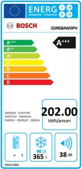 Energie-Label Bosch Hausgeräte GSN58AWDPH (Freistehend, 366 l)