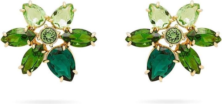 Produktbild Swarovski Gema Ohrstecker Verschiedene Schliffe Blume Grün Gold (Swarovski Metall)