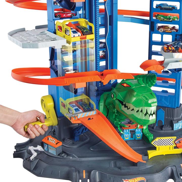 Produktbild Hot Wheels City Megacity Parkgarage mit T-Rex-Angriff