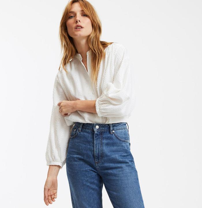 La Redoute Collections Bluse mit Stehkragen und Ballonärmeln Signature SUSAN