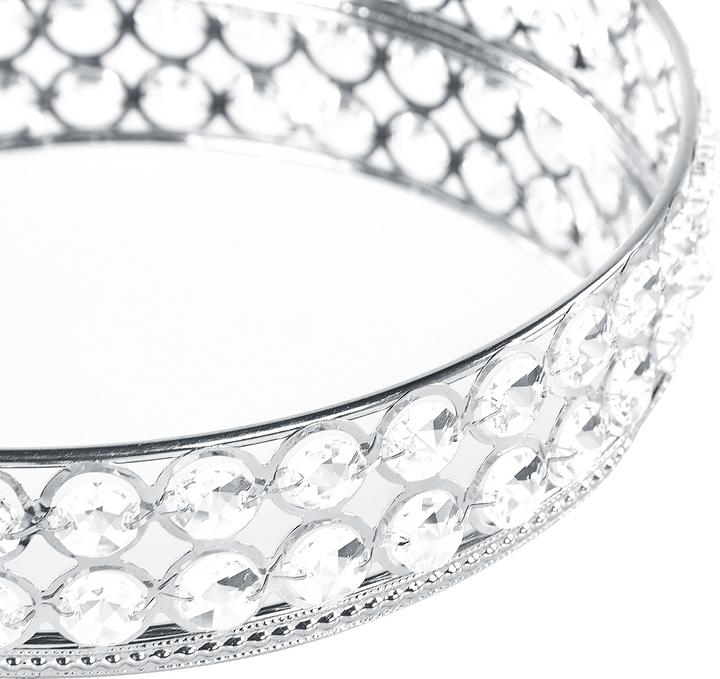 Image du produit Beliani Plateau décoratif verre / fer effet miroir ø 25 cm argent VATAN
