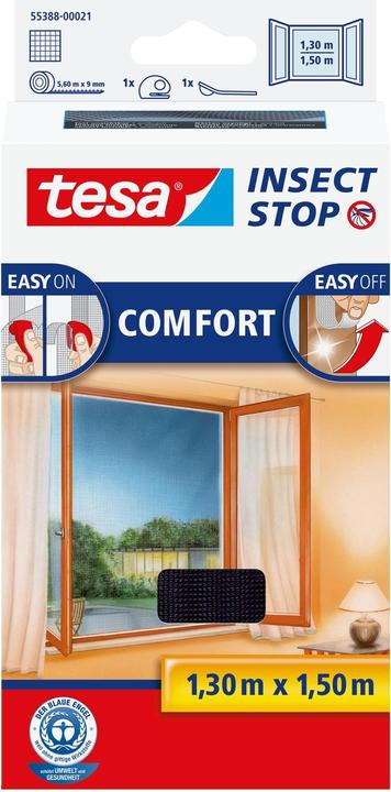 Image du produit tesa Moustiquaire COMFORT pour fenêtres, avec bande Velcro, autocollante, sans perçage (130 x 150 cm)