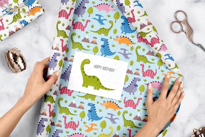 Image du produit Dabelino Set de papier cadeau pour enfants : Dinosaur (Papier cadeau, 4 x)