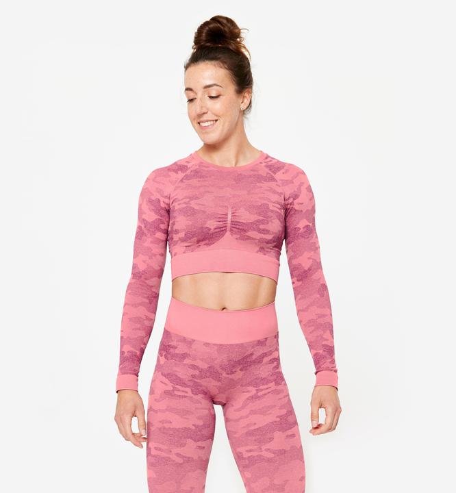 Produktbild Domyos Langarmshirt Crop Top Damen - rosa (L)