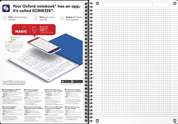 Actual product image Oxford Essentials A4 Soft Card Twin-wire Notebook 5mm Squares 180 Pages Assorted Colours SCRIBZEE Compatibl (A4, Checked)