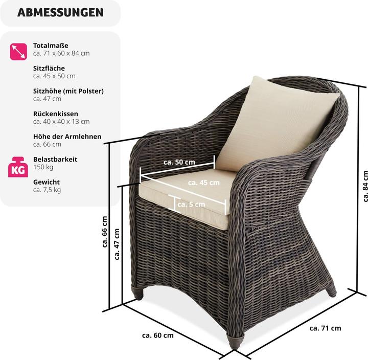 Image du produit tectake Chaise Fauteuil de jardin