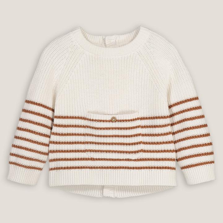 Produktbild La Redoute Collections Pullover aus Grobstrick mit Rundhalsausschnitt und Knopfverschluss hinten (60)